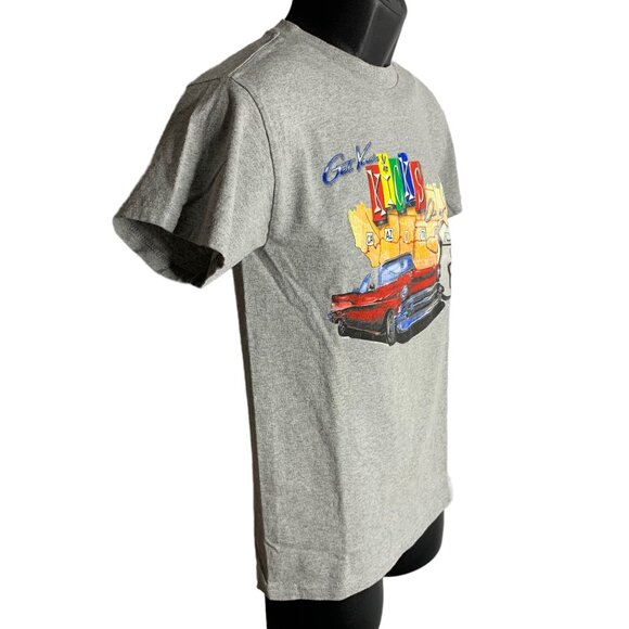 Get Your Kicks Route 66 Crewneck T Shirt S Grey Graphic Short Sleeve Muscle Car - Picture 5 of 6